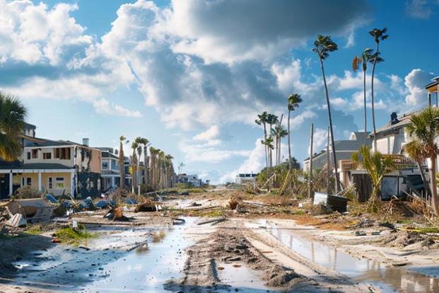 A neighborhood in South Florida after storm